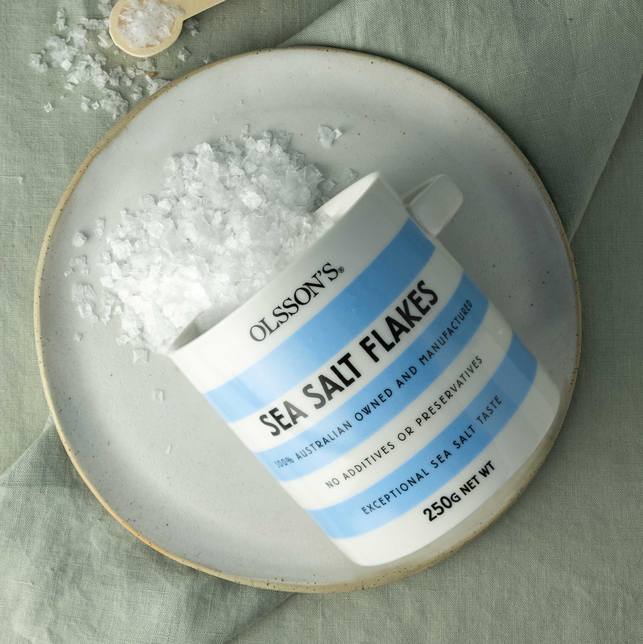 Sea Salt Flakes Stoneware Jar 250g Omeio Artisanal Pantry
